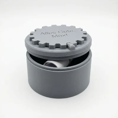 Mechanisches Geschenk: „Message-Box“ mit Drehverschluss