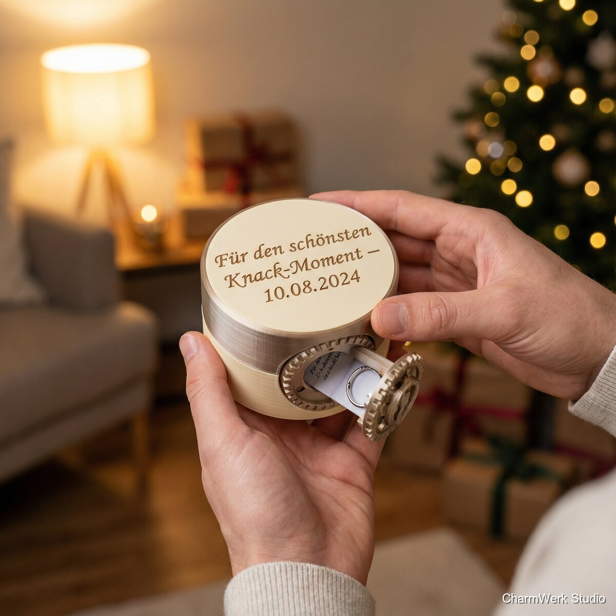 Mechanisches Geschenk: „Message-Box“ mit Drehverschluss - Lifestyle