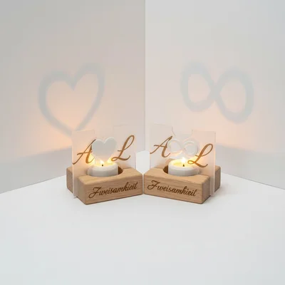 „Zweisamkeit“-Teelichtset mit 3D-Schattenmotiven