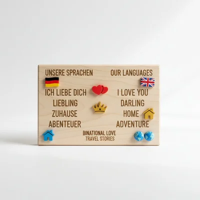 „Unsere Sprachen“ Wortschatz-Panel mit 3D-Flaggen