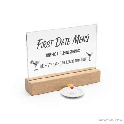„First Date Menü“ Mini-Schild mit 3D-Teller