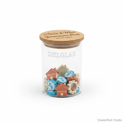 „Gemeinsame Ziele“ Zielglas mit 3D-Meilensteinchips