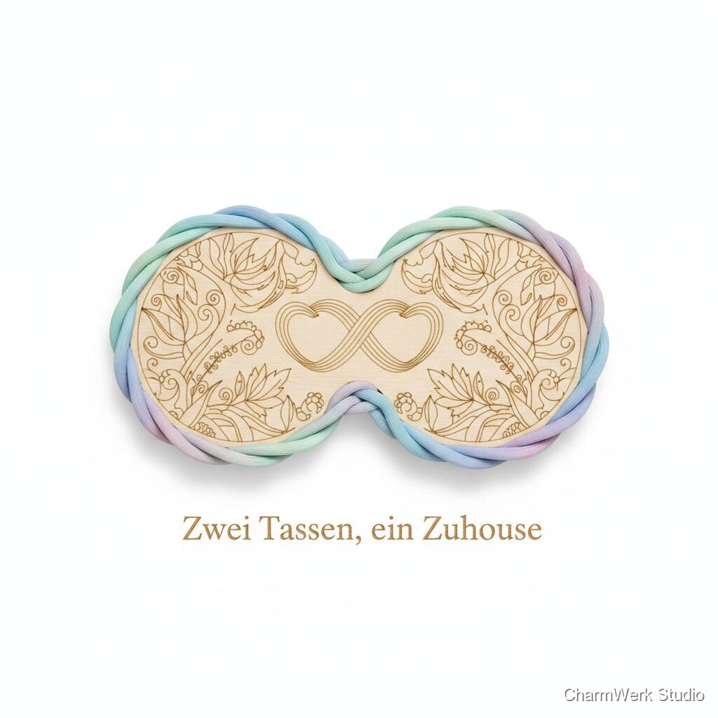 „Zwei Tassen, ein Zuhause“ Untersetzer-Set mit 3D-Rand