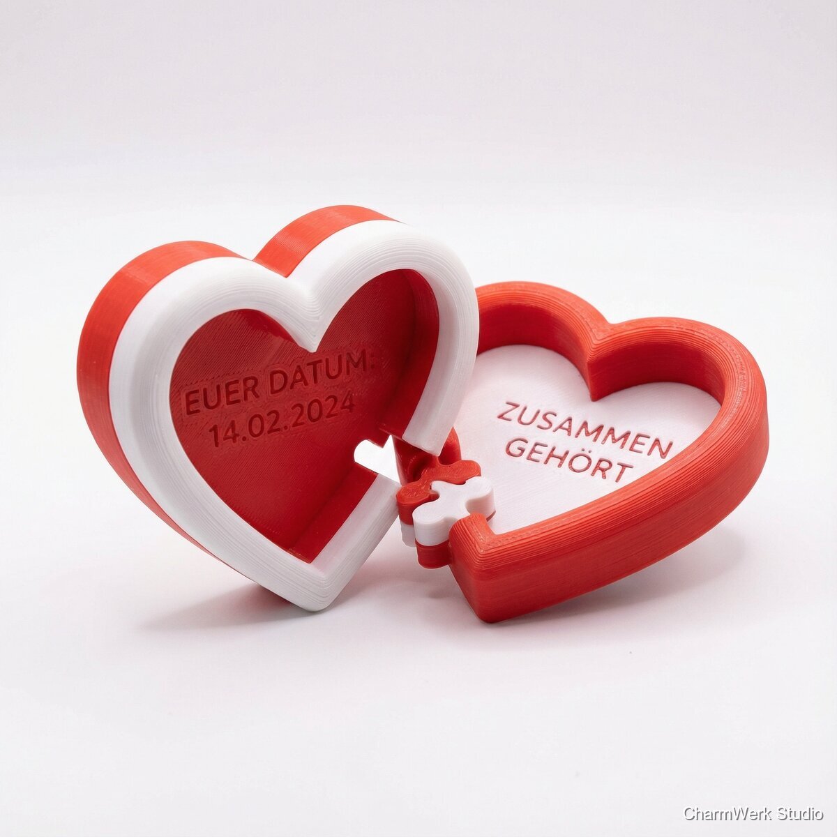 Herz-Puzzle mit versteckter Botschaft - Seitenansicht