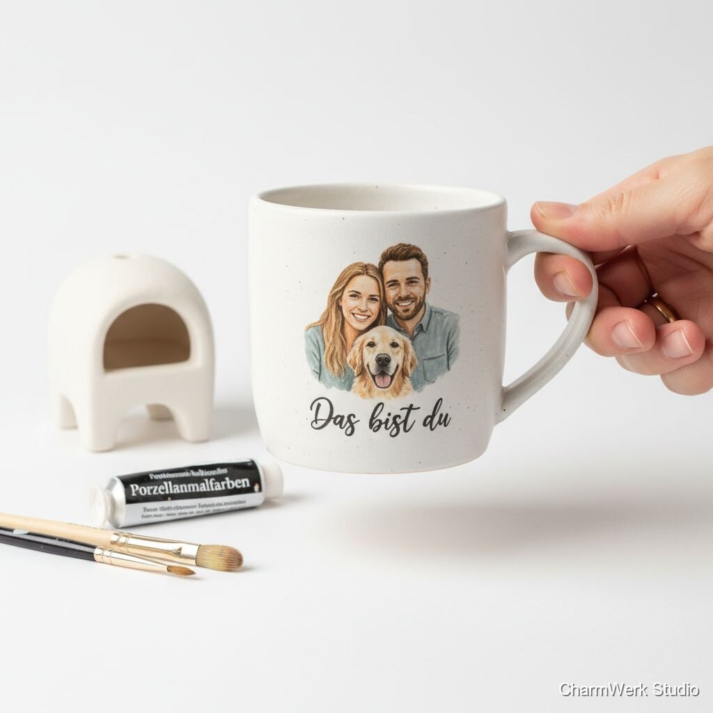 Handbemalte Tasse mit persönlichem Mini-Porträt