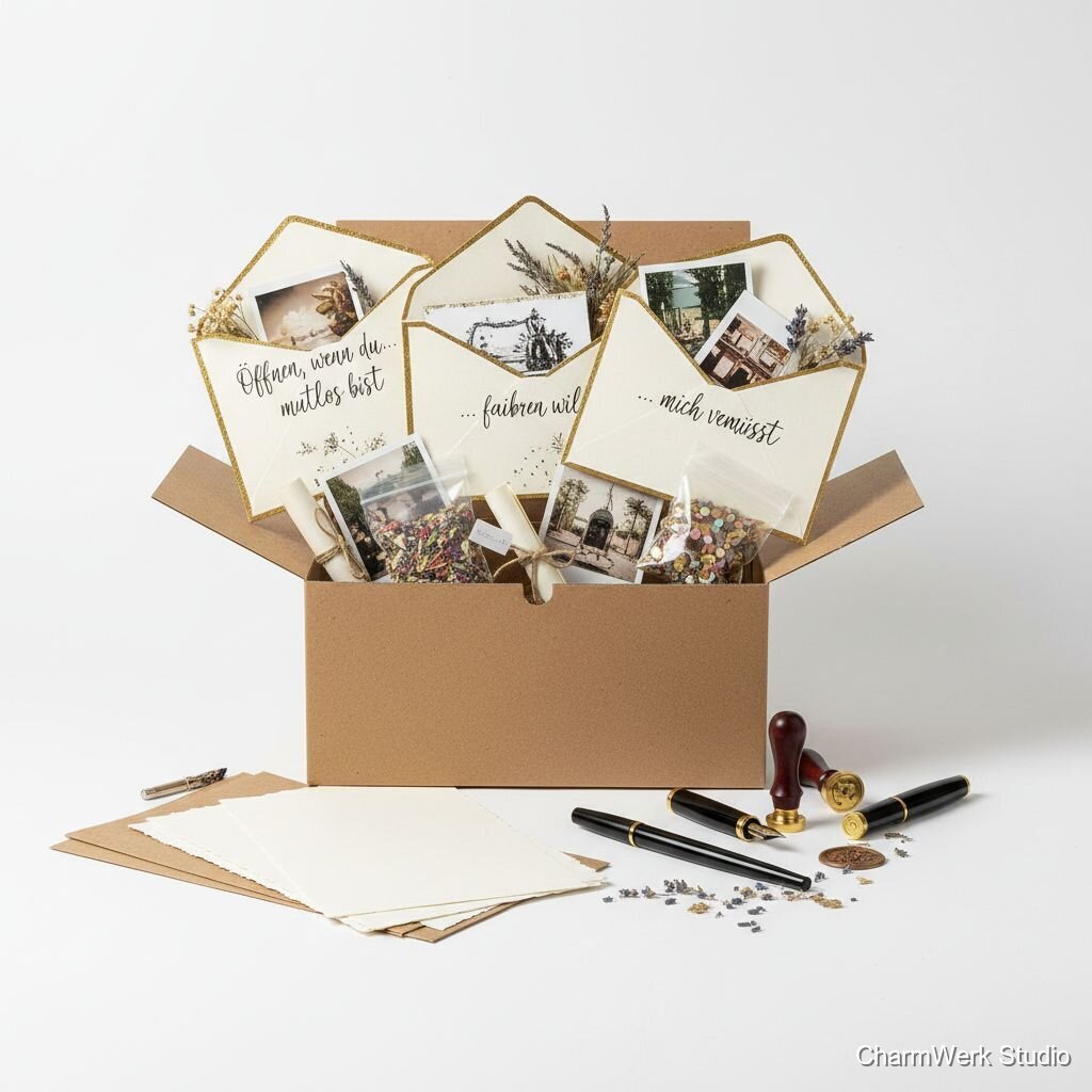 Handgefertigte „Open when…“-Umschlagbox deluxe