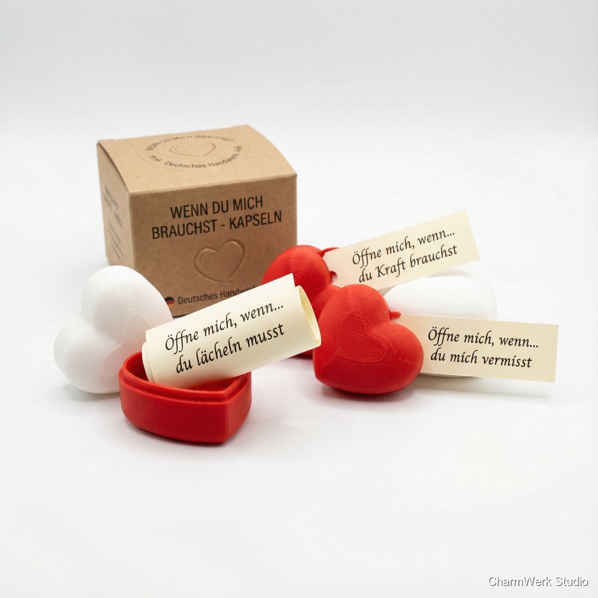 „Wenn du mich brauchst“-Kapseln mit Liebesgründen