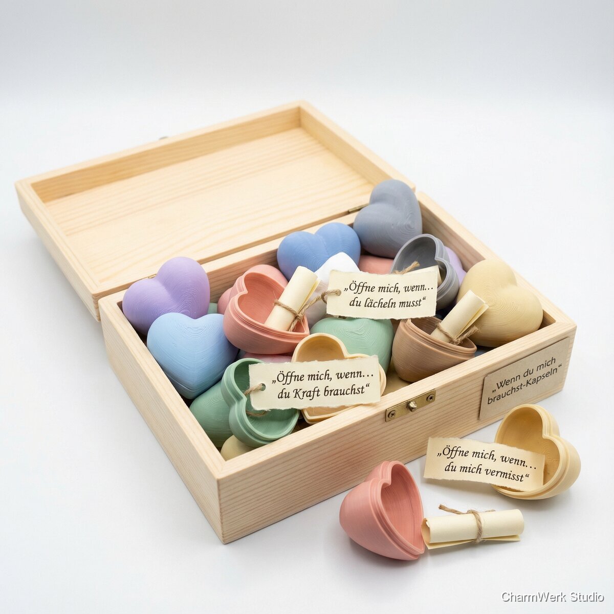 „Wenn du mich brauchst“-Kapseln mit Liebesgründen - Seitenansicht