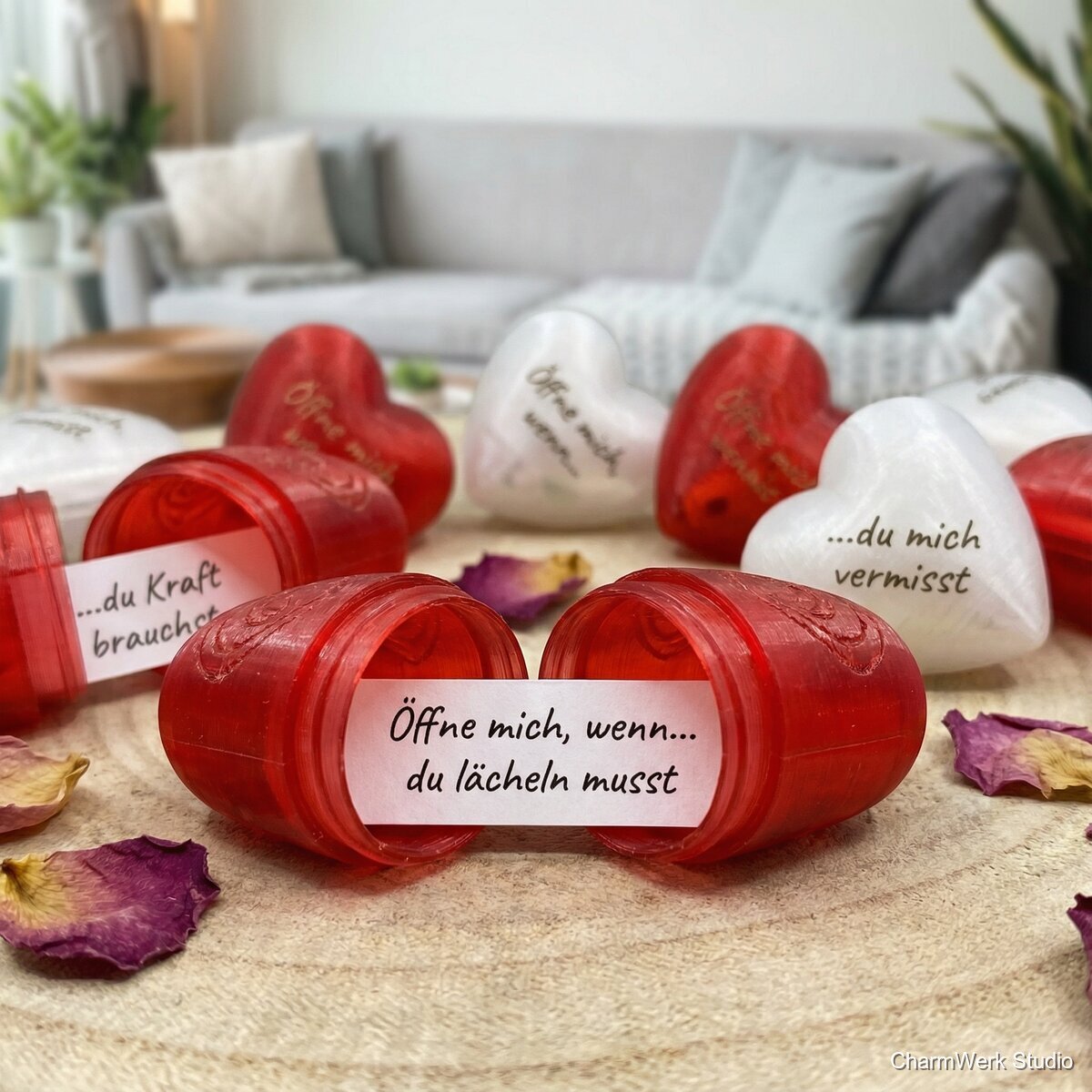 „Wenn du mich brauchst“-Kapseln mit Liebesgründen - Detailansicht