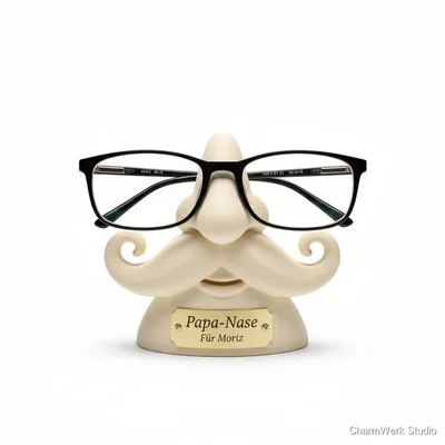 Personalisierter Brillenhalter „Papa-Nase“ als Skulptur