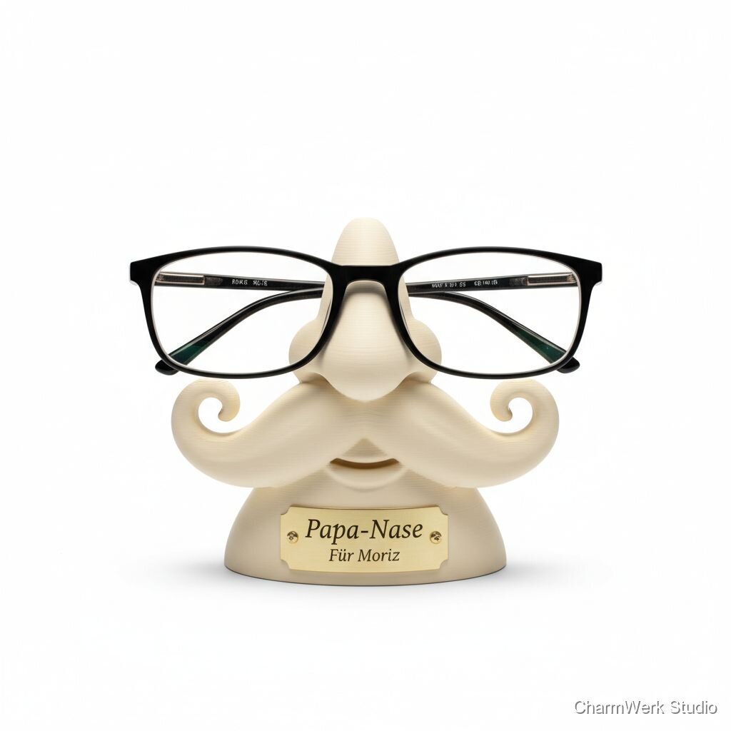 Personalisierter Brillenhalter „Papa-Nase“ als Skulptur