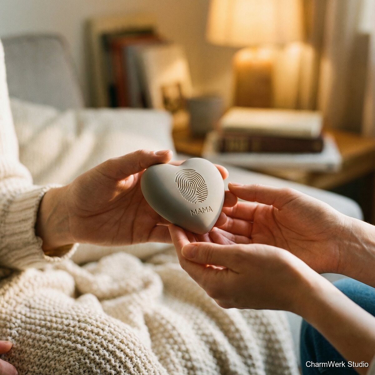 Handschmeichler-Herz mit Fingerabdruck-Relief - Lifestyle