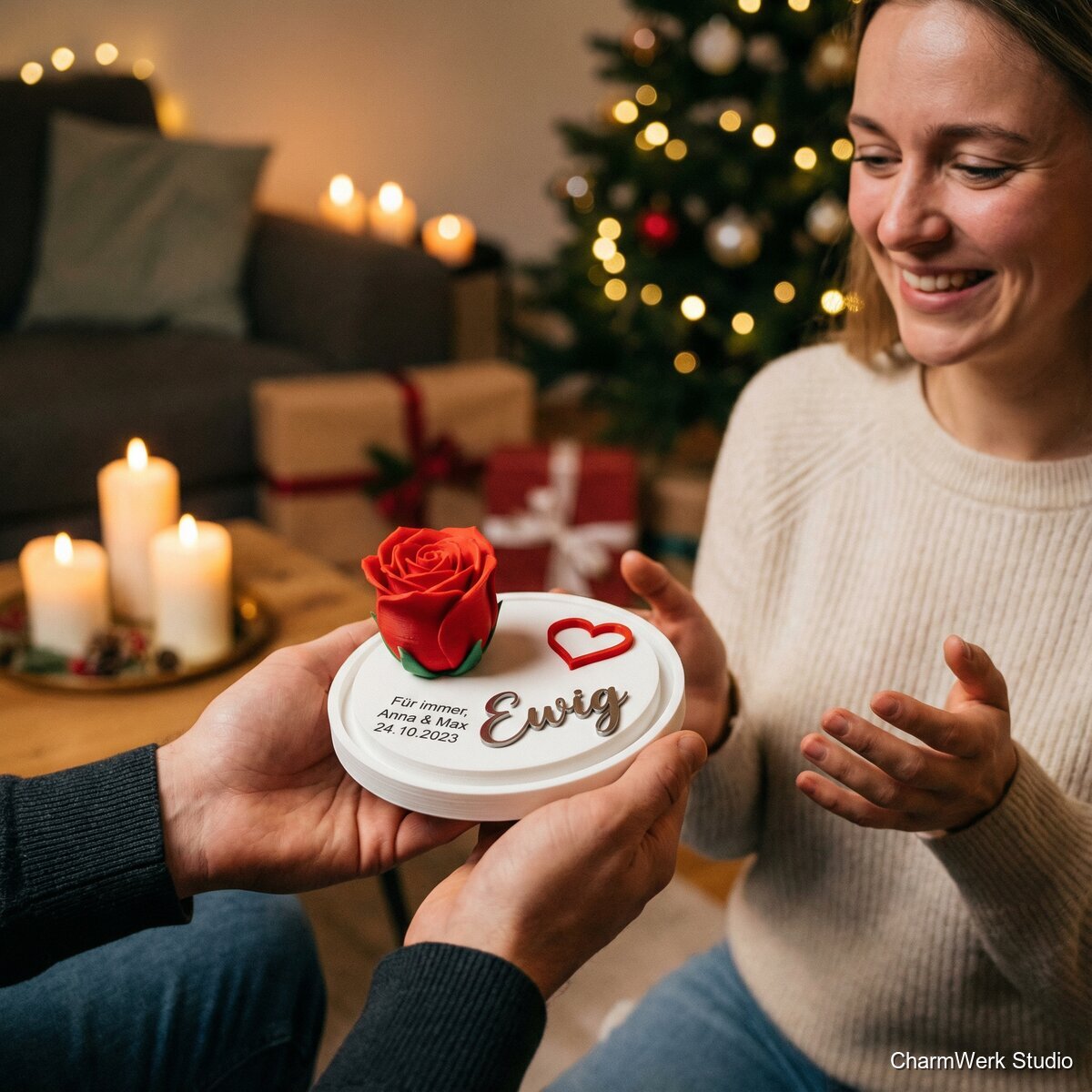 Kleine Rose im „Ewig“-Displayständer - Lifestyle