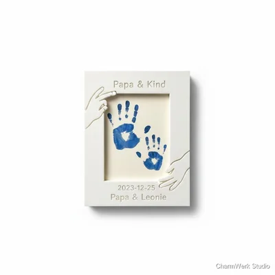 „Papa & Kind“-Handabdruck-Rahmen als 3D-Kontur
