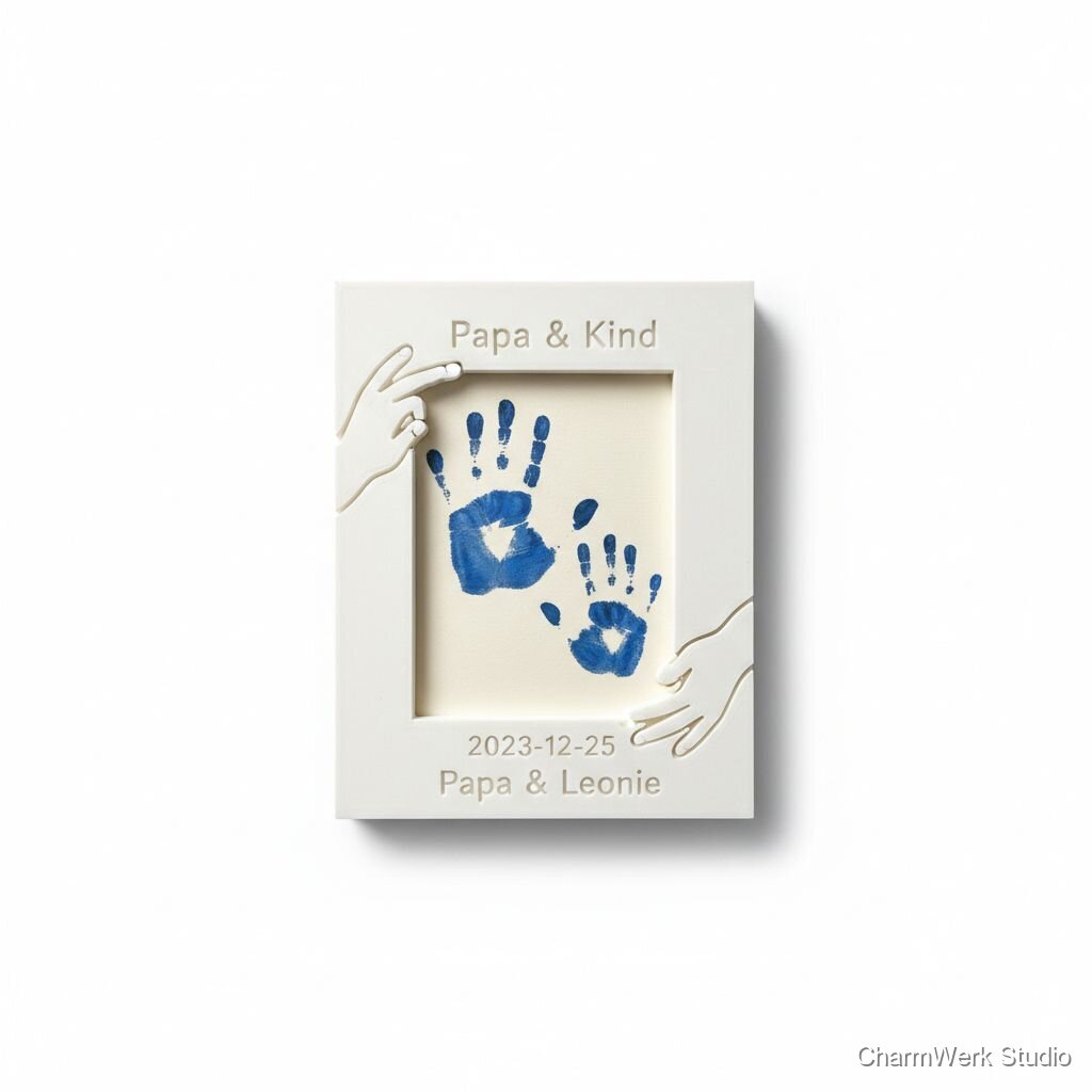 „Papa & Kind“-Handabdruck-Rahmen als 3D-Kontur