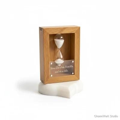 „Unsere Zeit“-Sanduhrrahmen mit gravierter Widmung