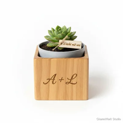 Couple-Plant-Pot: Holz-Mantel mit 3D-Innentopf