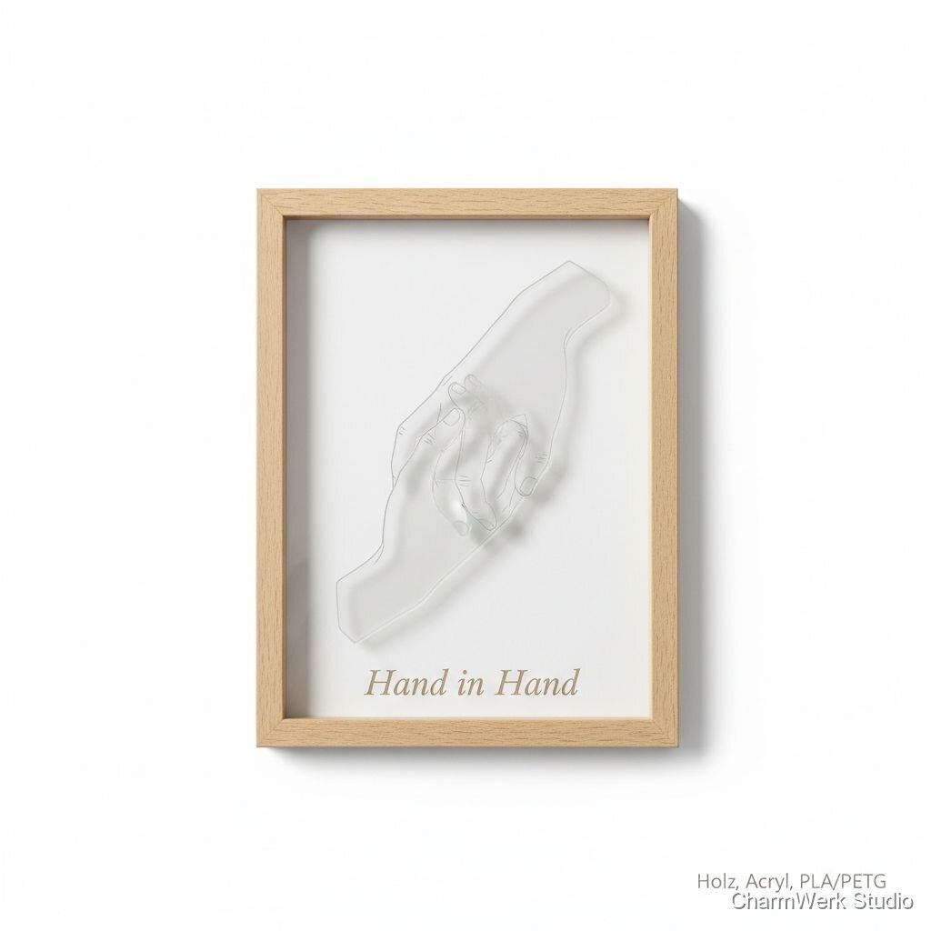 „Hand in Hand“-Abdruckrahmen mit 3D-Reliefkontur