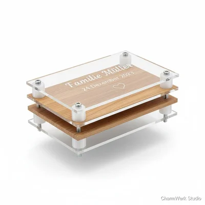 Acryl-Love-Layer-Nameplate mit 3D-Abstandsbolzen