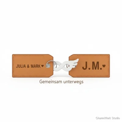 „Gemeinsam unterwegs“-Kofferanhänger-Set mit 3D-Clip