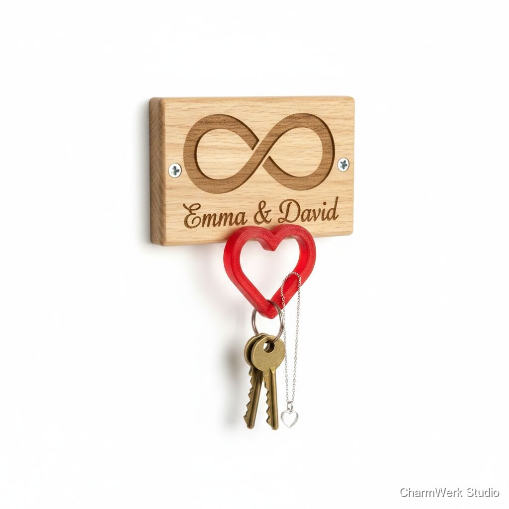 „Infinity Heart“-Wandhaken mit 3D-Herzschlaufe
