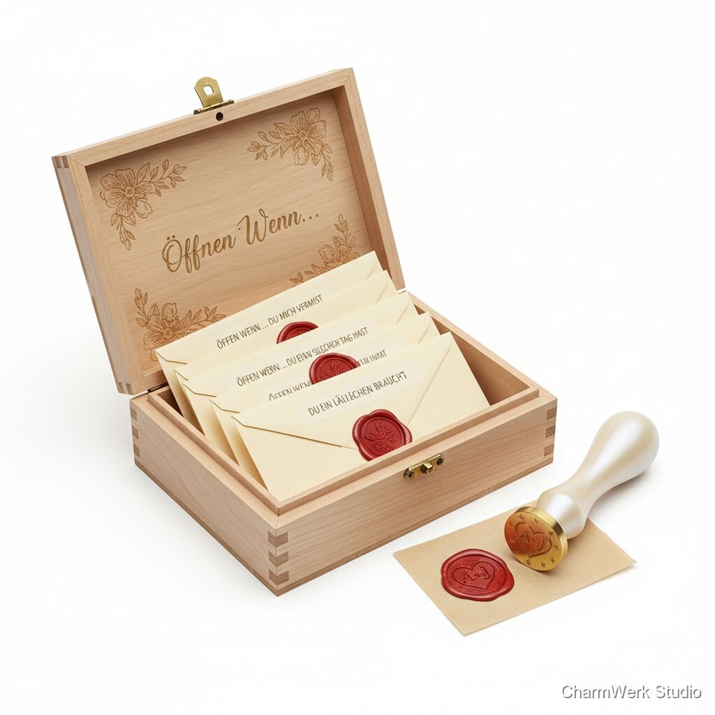 „Open When“-Briefset mit 3D-Siegelstempel