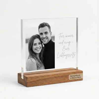 Acryl-Fotoständer mit eingravierter Handschrift