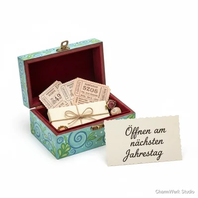 Handgefertigte Zeitkapsel-Box mit Ritual-Karte