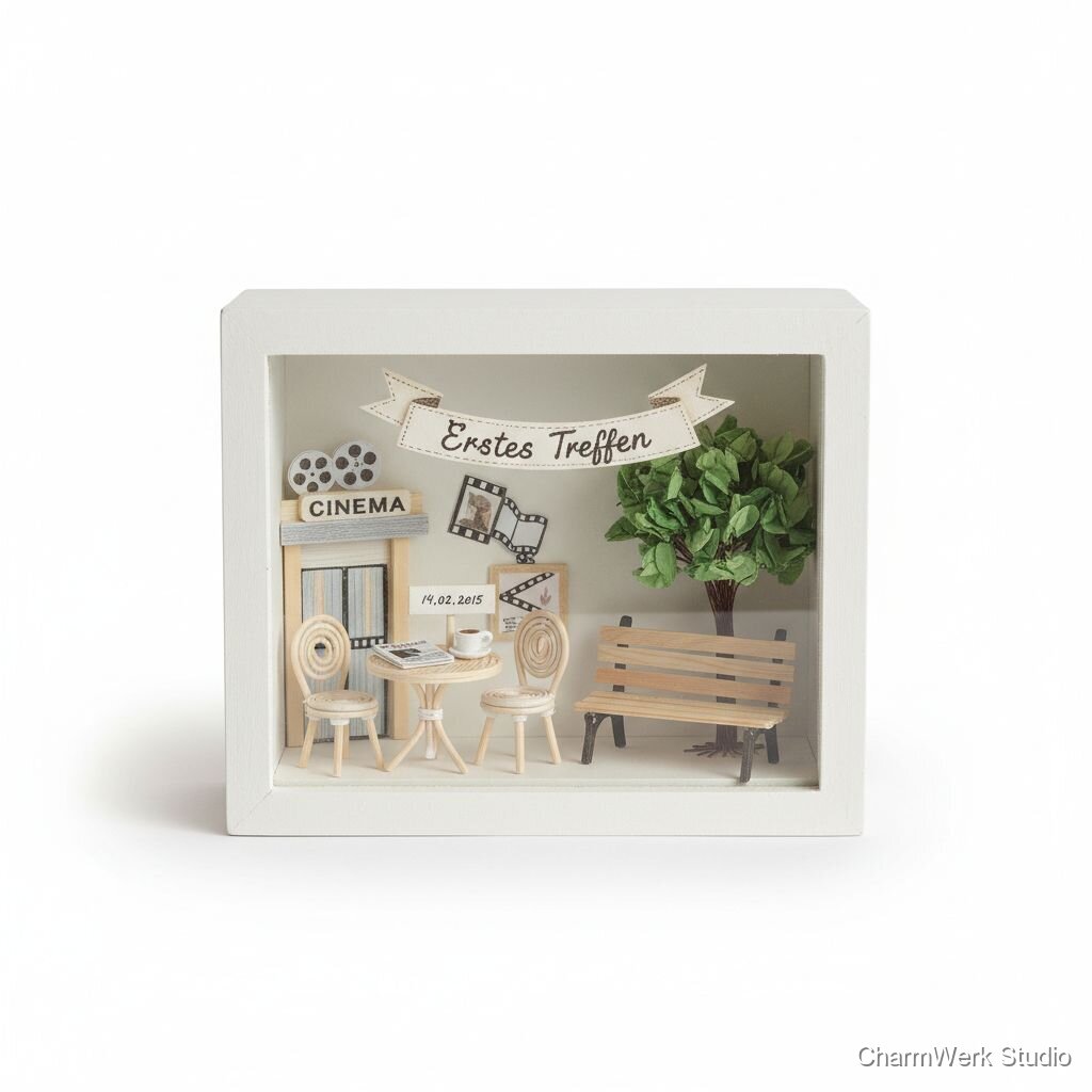 „Erstes Treffen“-Mini-Diorama in einer Shadowbox