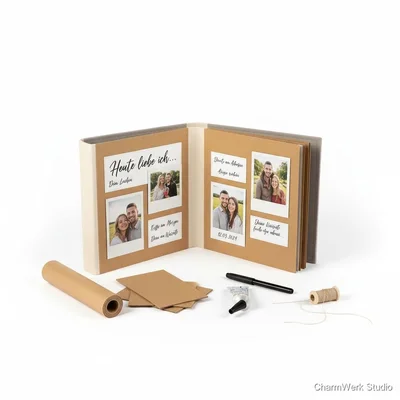 Handgefertigtes Paar-Fotoalbum als Leporello