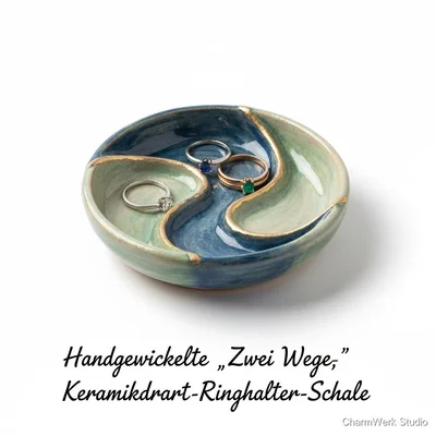 Handgewickelte „Zwei Wege“-Keramikdraht-Ringhalter-Schale