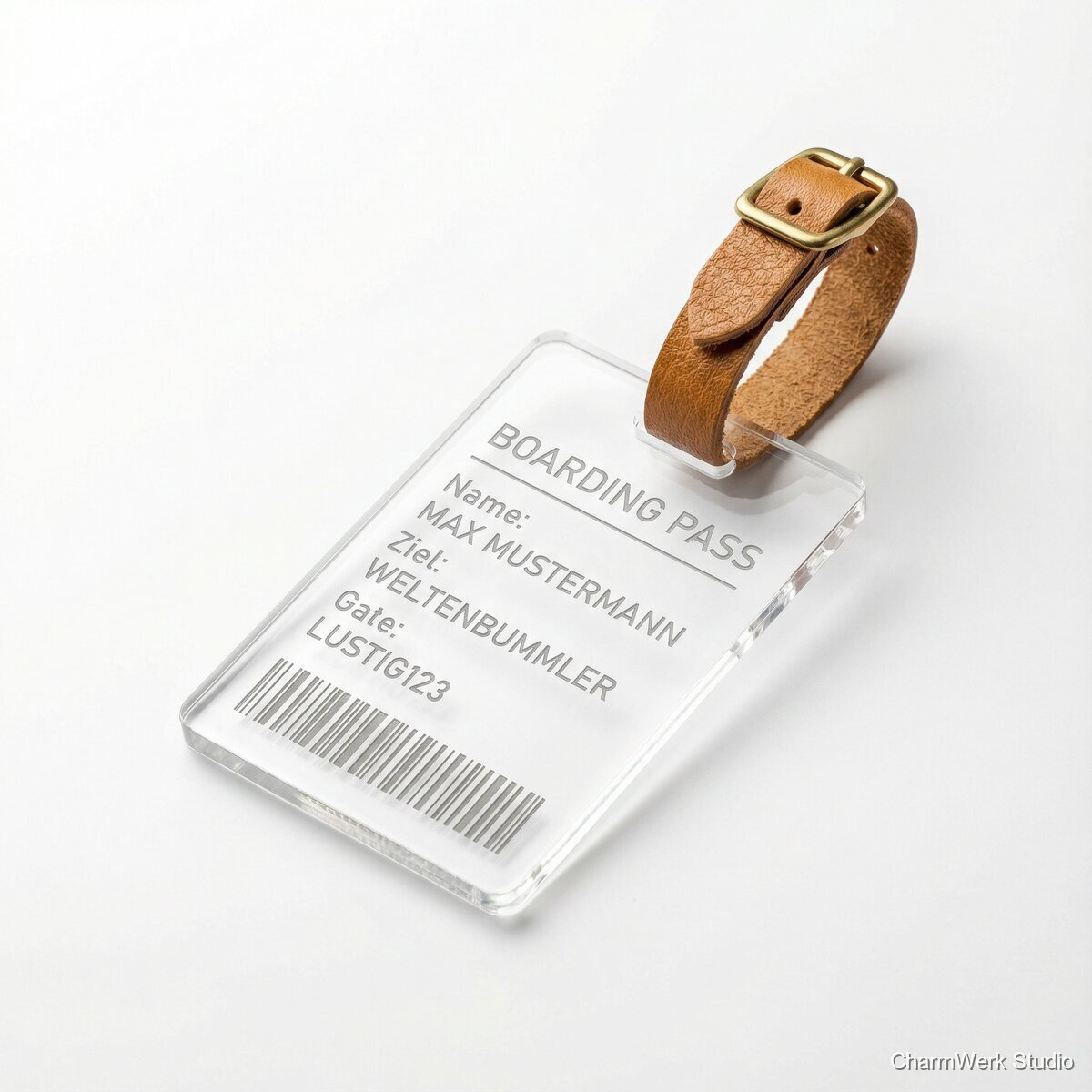 Acryl-Gepäckanhänger mit Reisepass-Style Gravur