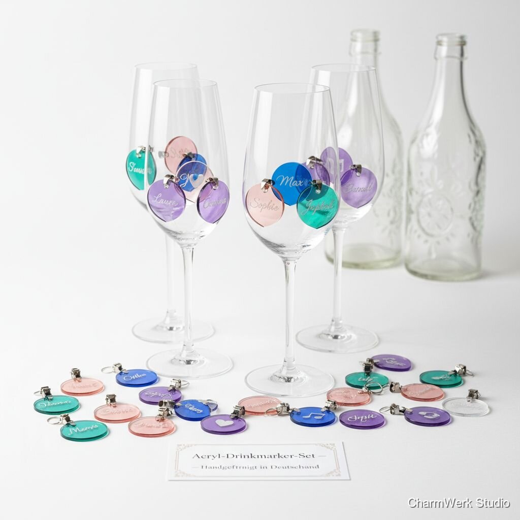 Acryl-Drinkmarker-Set mit Namen für Gläser