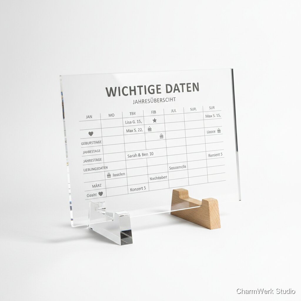 Acryl-Kalender „Wichtige Daten“ als Jahresübersicht