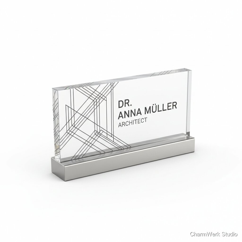 Acryl-Schreibtisch-Nameplate im Architekturstil