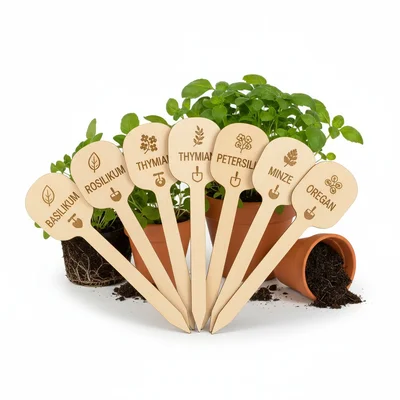 Holz-Kräuterstecker für Garten oder Balkon (Set)