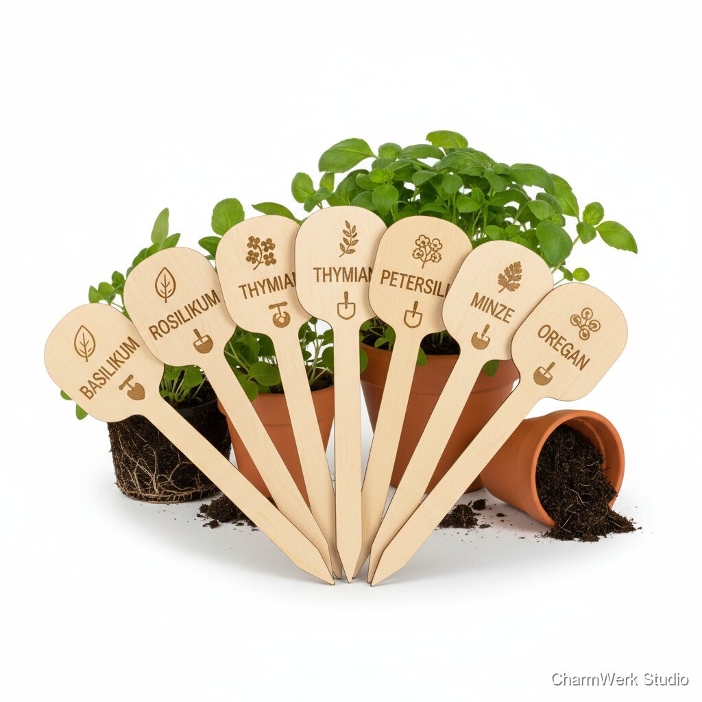 Holz-Kräuterstecker für Garten oder Balkon (Set)