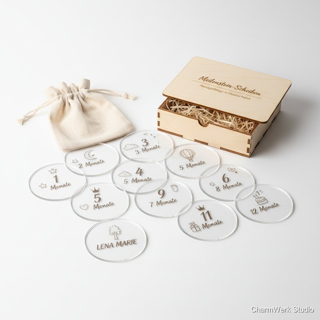 Acryl-„Meilenstein“-Scheiben für Babyfotos (1–12 Monate)