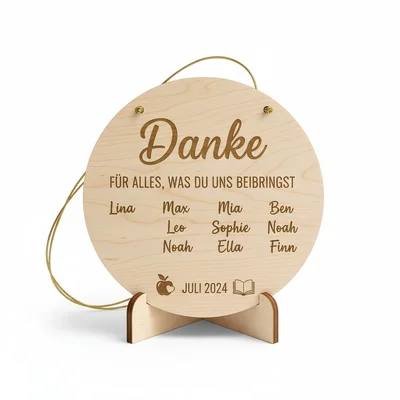 Holz-„Danke“-Plakette für Lehrer*innen oder Erzieher*innen