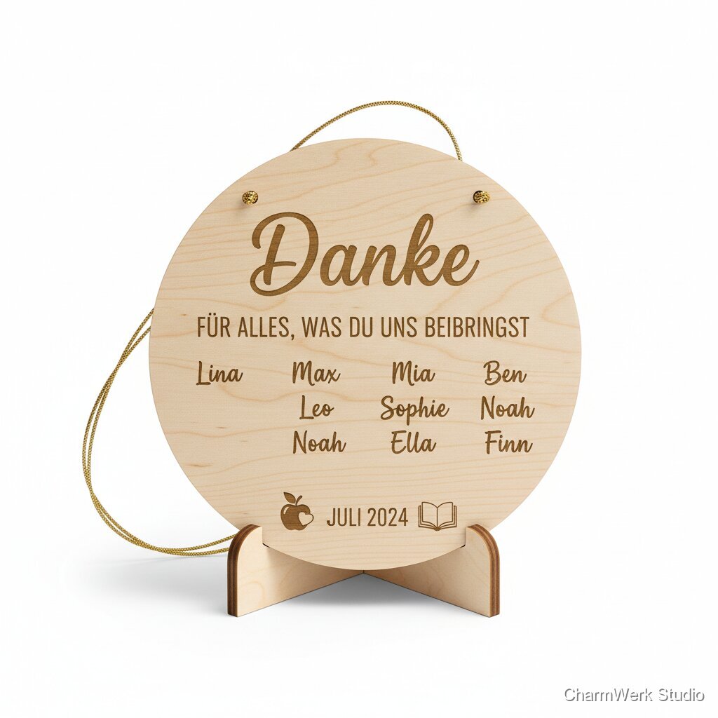 Holz-„Danke“-Plakette für Lehrer*innen oder Erzieher*innen