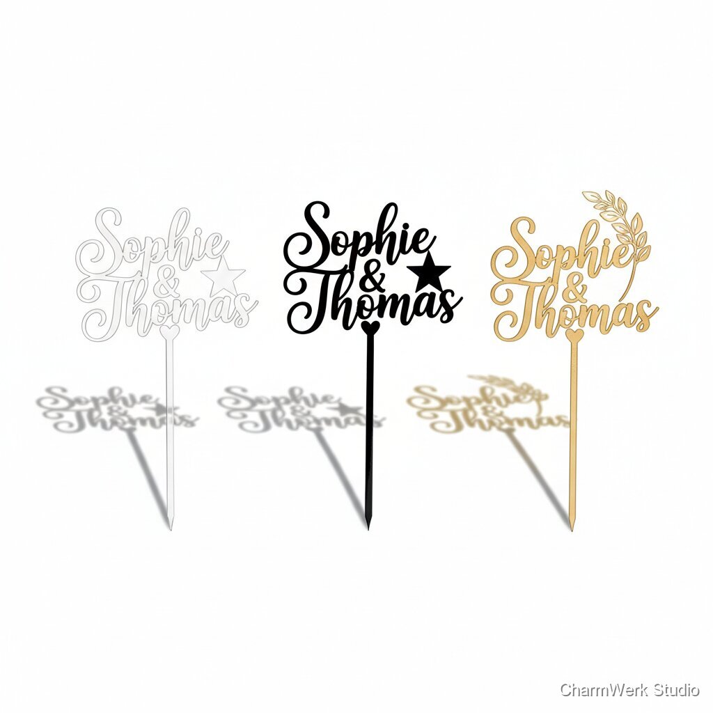 Acryl-Torten-Topper mit Namen im filigranen Schriftzug