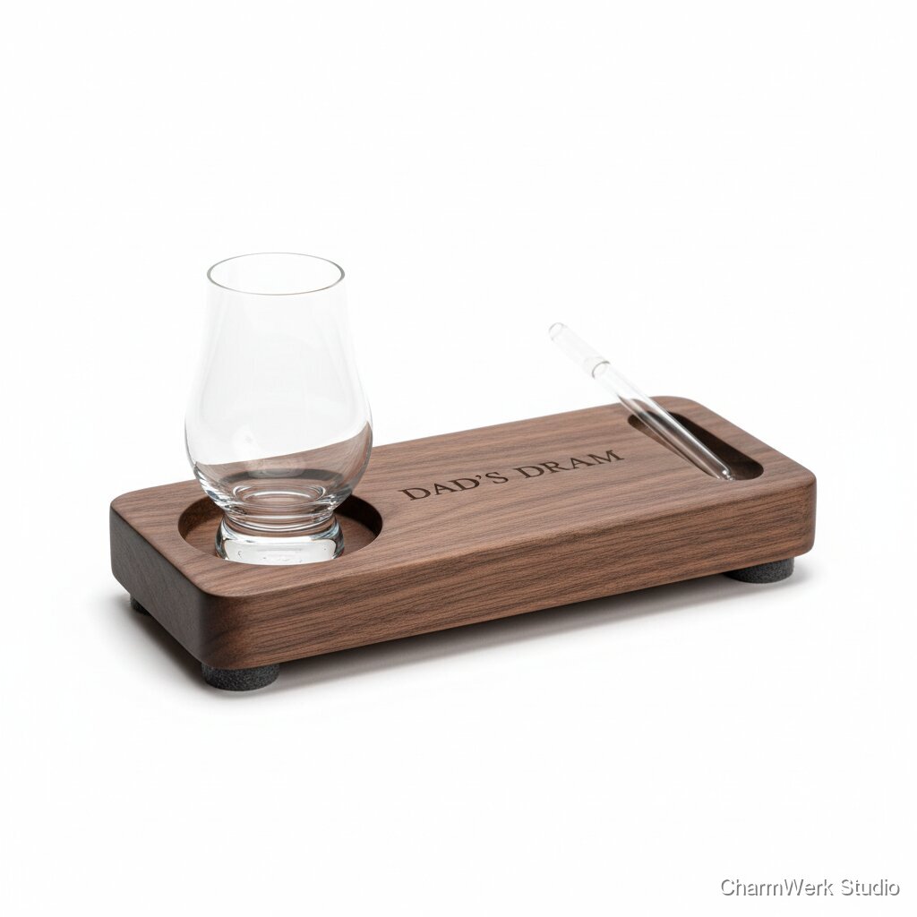 CNC-gefräster Whisky-Nosing-Stand mit Glas- und Pipettenmulde