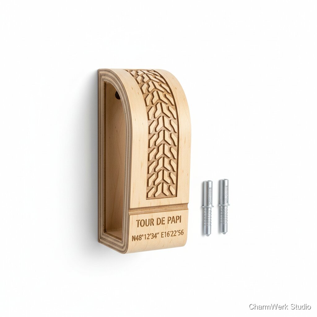 CNC-gefräste Fahrrad-Wandhalterung mit Reifenprofil-Relief