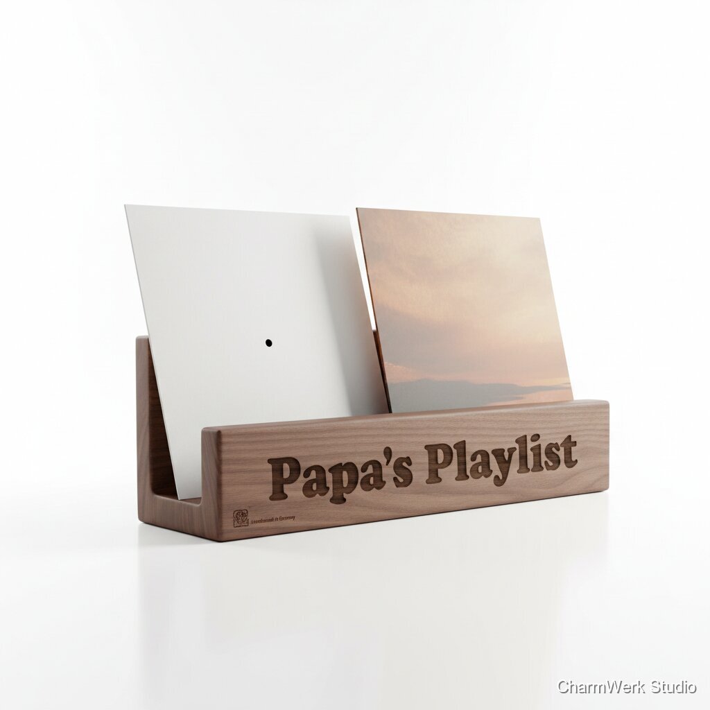 CNC-gefräster „Papa’s Playlist“-Schallplattenständer