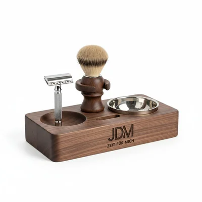 CNC-gefräste Rasierstation mit Pinsel- und Hobelmulde