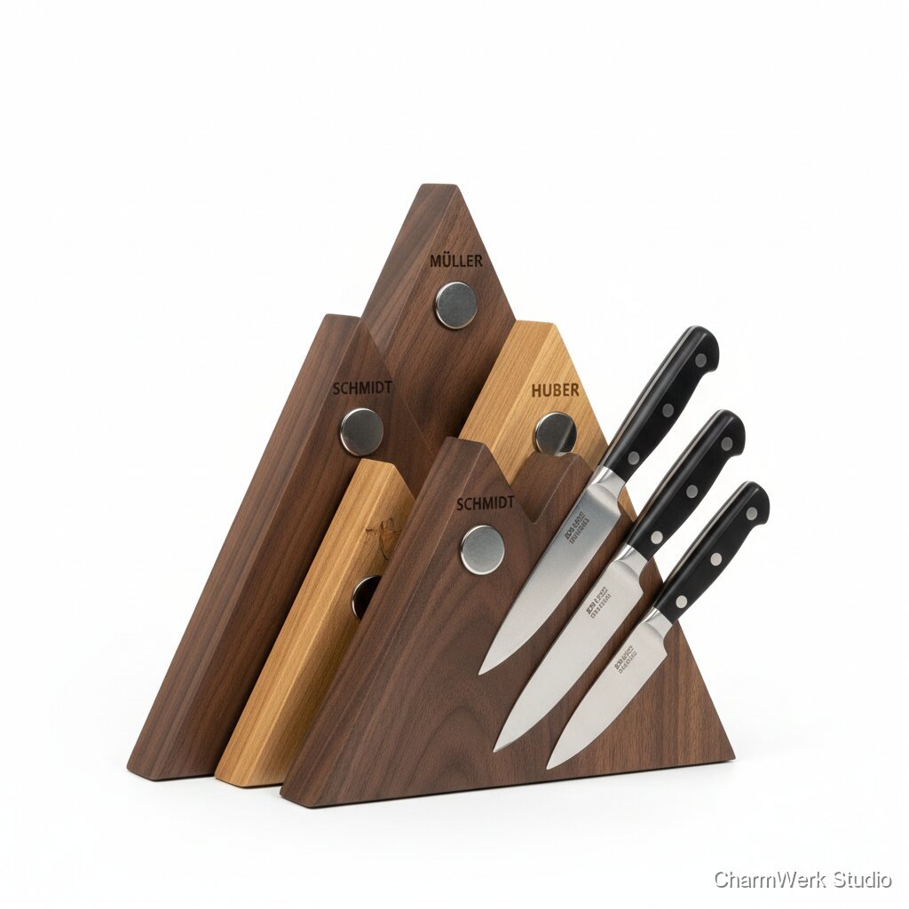 CNC-gefräster Magnet-Messerblock als „Bergkamm“-Silhouette