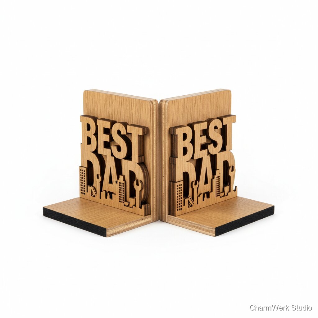CNC-gefräster „Best Dad“-Buchstützen-Satz im 3D-Relief