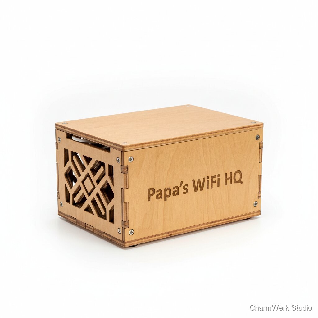 CNC-gefräster Router- & Kabel-Organizer „Wohnzimmer clean“