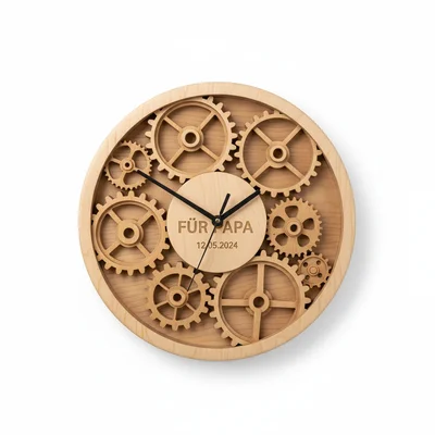 CNC-gefräste Küchenuhr mit gefrästem Zahnradschein-Relief