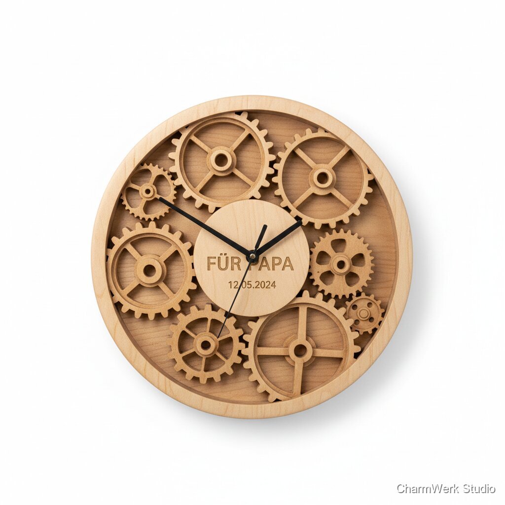 CNC-gefräste Küchenuhr mit gefrästem Zahnradschein-Relief